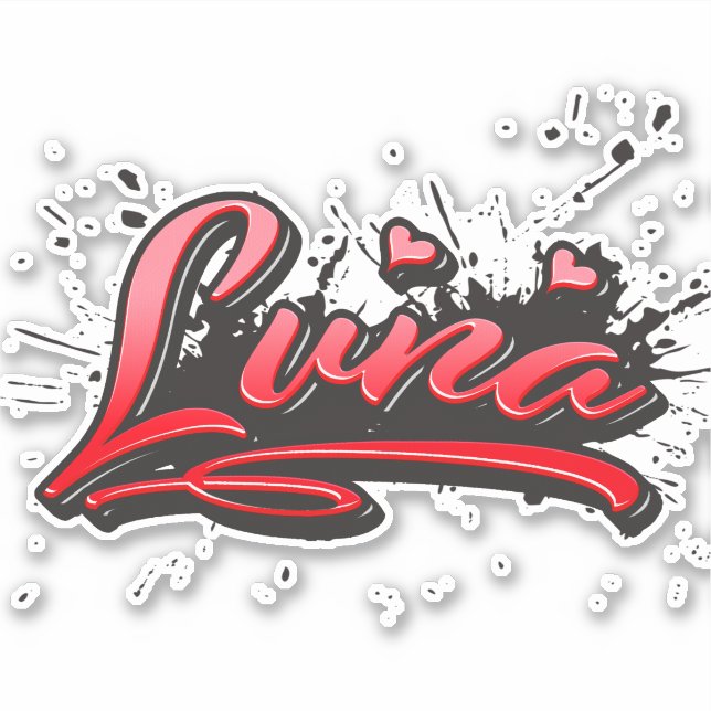 Luna red Heart Graffiti Sticker (Front)