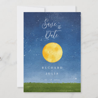 LUNA Save The Date Invitation / Watercolor Moon