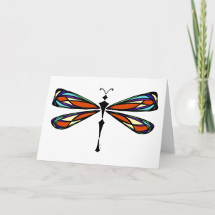 Luna Stained Glass Dragonfly Greeting Card