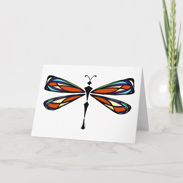 Luna Stained Glass Dragonfly Greeting Card (Front)