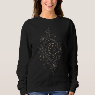 Lunar Bloom Elegance – Dreamy Floral & Moon Design Sweatshirt