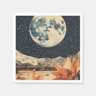Lunar Bloom Over Sandy Peaks Napkin
