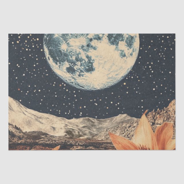 Lunar Bloom Over Sandy Peaks Tissue Paper (Front)