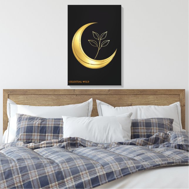 :Lunar Botanical Serenity Fine Art Canvas Print (Insitu(Bedroom))