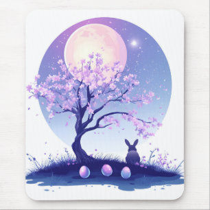 Lunar Bunny Night Mouse Pad