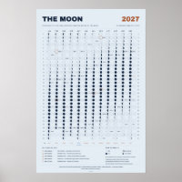 Lunar Calendar 2027 - Moon Phases, Sky Blue