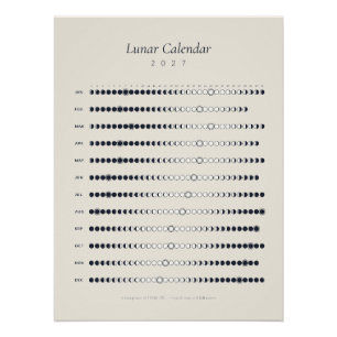 Lunar Calendar 2027 Poster – Moon Phase Calendar