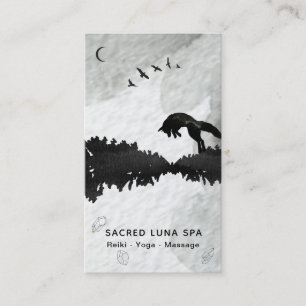 *~* Lunar Cosmic Fox Leaping Pine Trees Moon Business Card