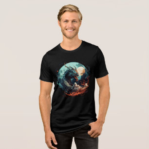 Lunar Dragon Over Fiery Mountains Tri-Blend Shirt