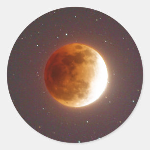 Lunar Eclipse Blood Moon Classic Round Sticker