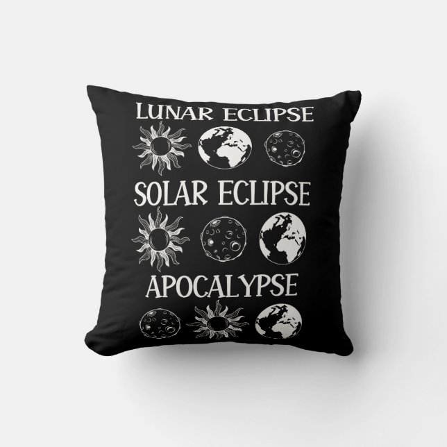Lunar Eclipse Solar Eclipse Apocalypse Funny Space Cushion (Front)