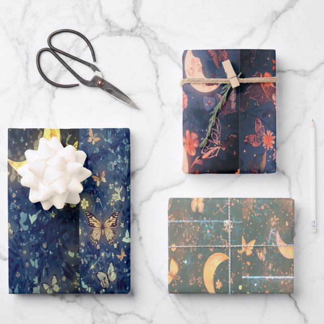 Lunar Gift Wrapping Paper – Celestial Moon Design (Front)
