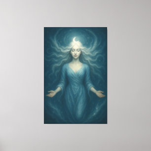 Lunar Goddess of Tranquil Light – Celestial Moon Canvas Print