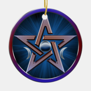 Lunar Goddess Pentagram Ceramic Tree Decoration