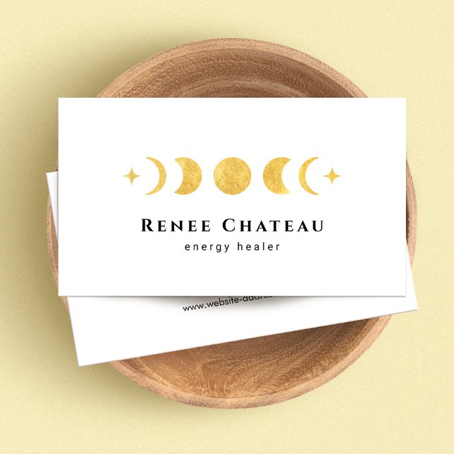 Lunar Gold Moon Phases Energy Healer Business Card (Creator Uploaded)