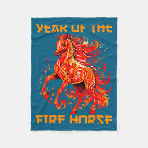 lunar horse fire year yea new chinese happy Joke Fleece Blanket