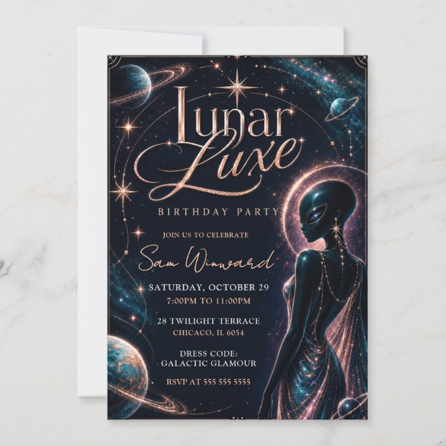 Lunar Luxe 21st Birthday Party Invitation (Front)