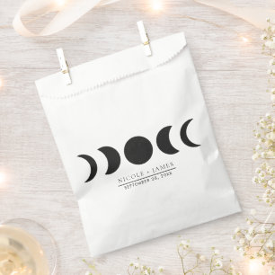 Lunar Luxe Black & Cream Moon Phase Wedding Favour Bags