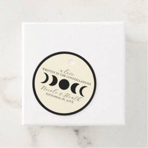 Lunar Luxe Black & Cream Moon Phase Wedding  Favour Tags