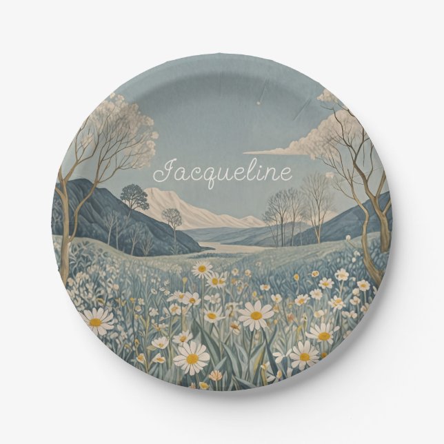 Lunar Meadow Personalized  Paper Plate (Front)