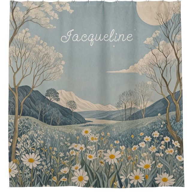 Lunar Meadow Personalized  Shower Curtain (Front)