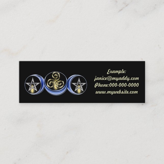Lunar Moon Spiral copy, Example:janice@myaddy.c... Mini Business Card (Front)