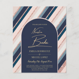 Lunar Navy Blue Blush Pink Rose Gold Wedding Flyer