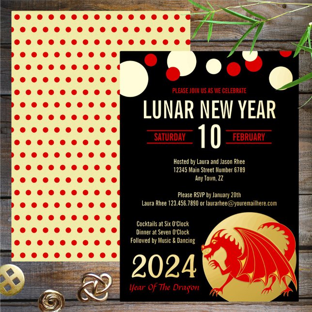 Lunar New Year 2024 Red Dragon Modern Black Gold (Creator Uploaded)