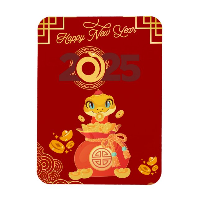 Lunar New Year 2025 snake card Magnet (Vertical)