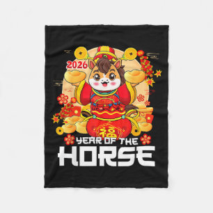 Lunar New Year 2026 Year Of The Horse Chinese New  Fleece Blanket