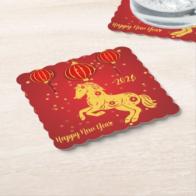 Lunar New Year 2026 | Year of the Horse Paper Coaster (Angled)
