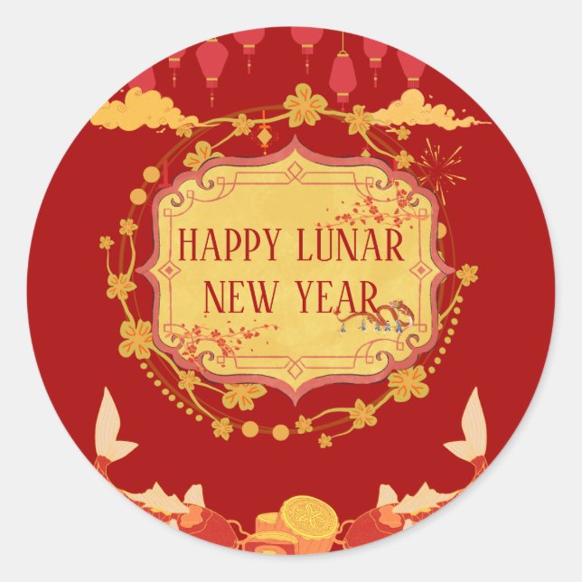 Lunar New Year Celebration: A Night of Joy Classic Round Sticker (Front)