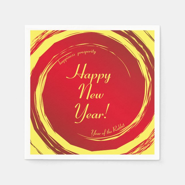 Lunar New Year Happiness Prosperity Harmony Napkin (Front)