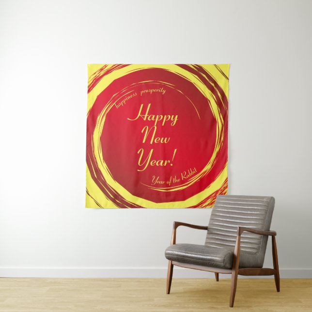 Lunar New Year Happiness Prosperity Harmony Tapestry (In Situ)