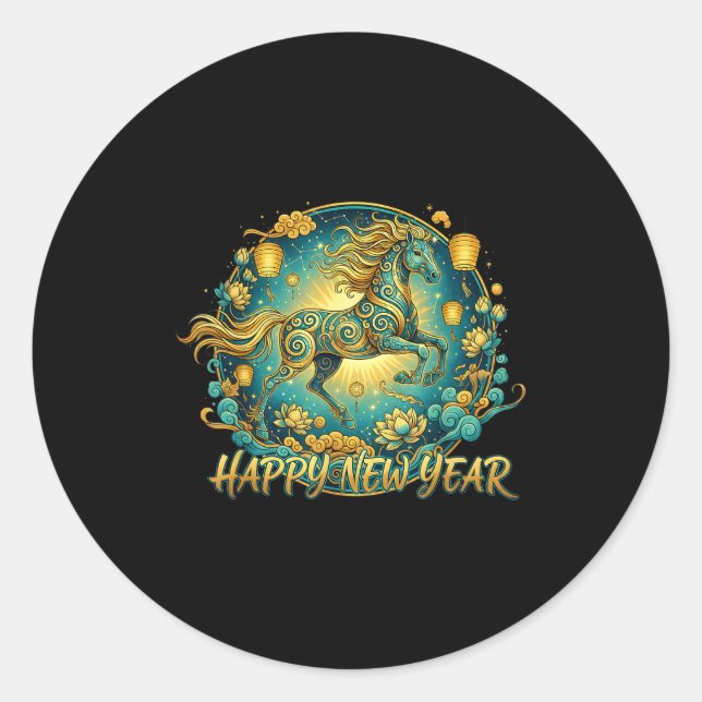Lunar New Year Happy Chinese New Year Of The Horse Classic Round Sticker (Front)