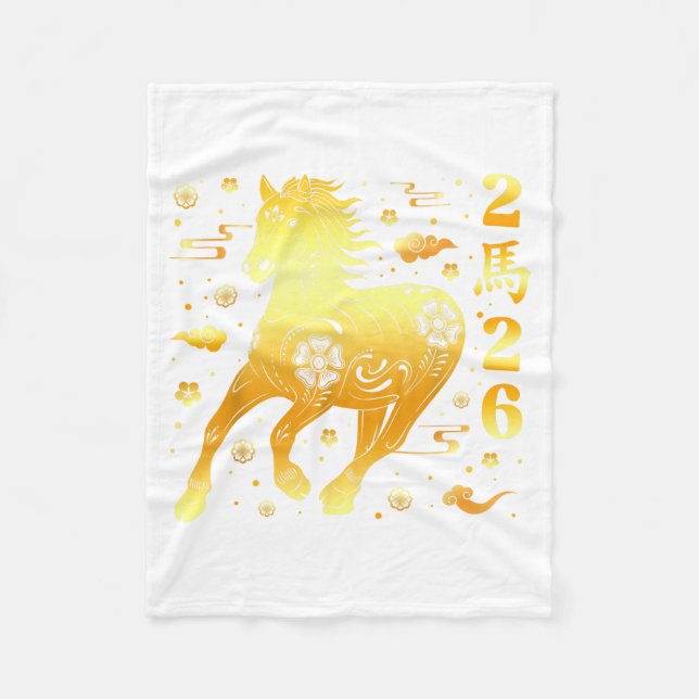 Lunar New Year Happy Chinese New Year Of The Horse Fleece Blanket (Front)