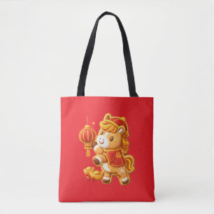 Lunar new year horse tote bag