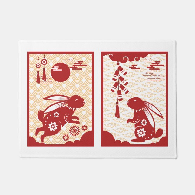 Lunar New Year Of Rabbit 2023 Zodiac Animal  Doormat (Front)