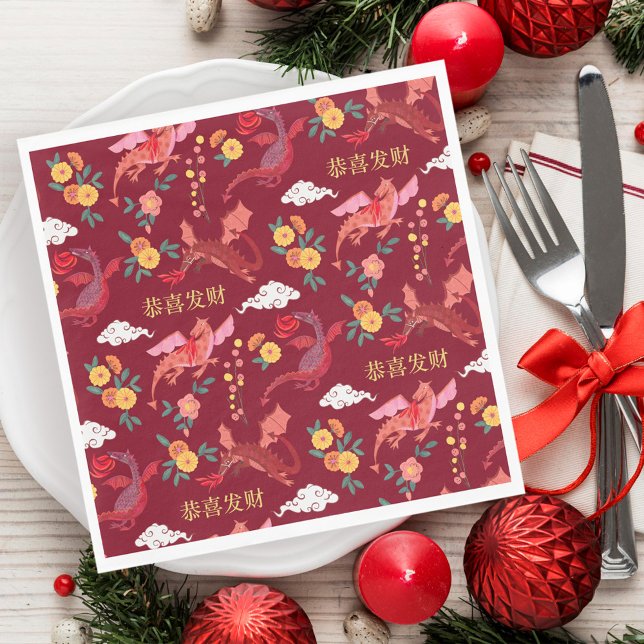 Lunar new year of the dragon red  napkin (Lunar new year of the dragon red napkins)