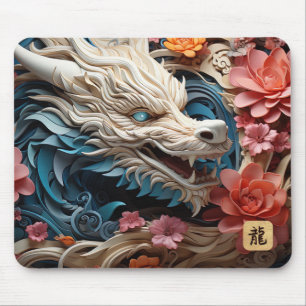 Lunar New Year of the Dragon   White Dragon Mouse Pad