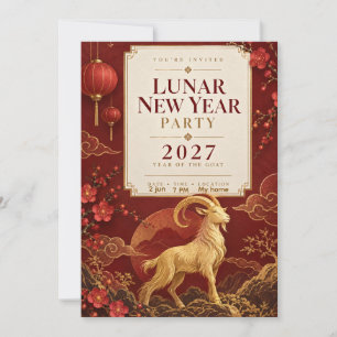Lunar New Year Party Invite, Year of the Goat 2027 Invitation
