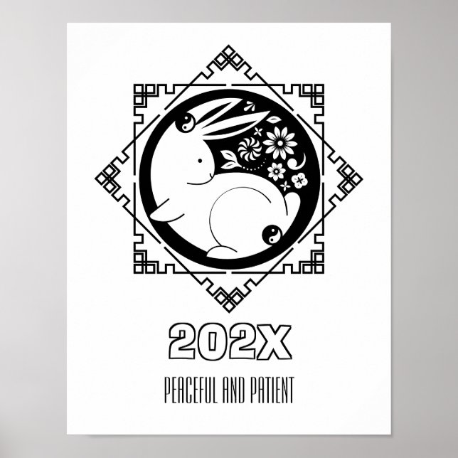 Lunar New Year Rabbit Colouring Poster (Front)