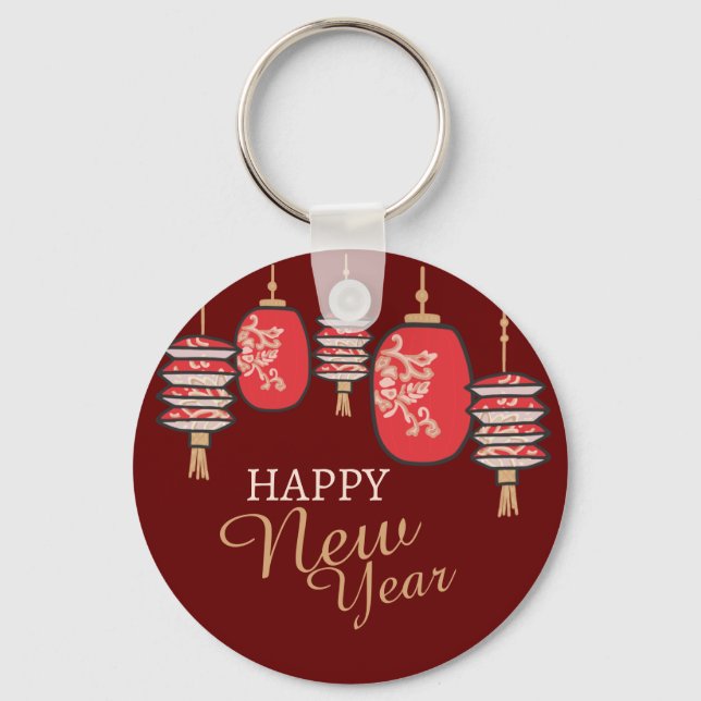 Lunar New Year Red Lantern 2026 Key Ring (Front)
