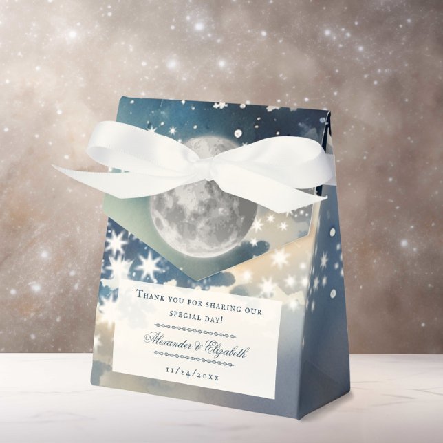 Lunar Night Sky Wedding Favour Box (Lunar Night Sky Wedding Favor Box)