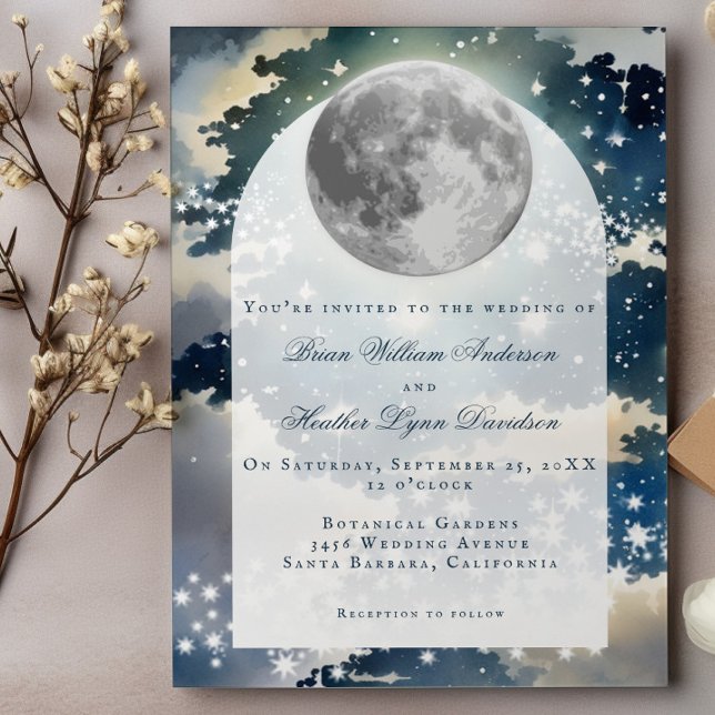 Lunar Night Sky Wedding Invitation (Lunar Night Sky Wedding Invitation)