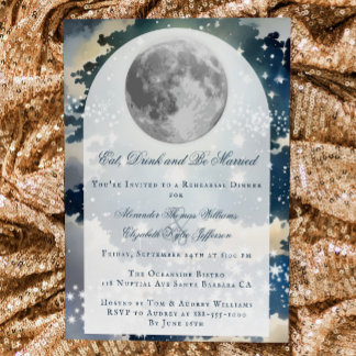 Lunar Night Sky Wedding Rehearsal Dinner Invitation