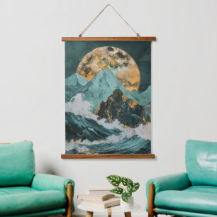 Lunar Peaks: Fantasy Mountains Under a Mystic Moon Hanging Tapestry
