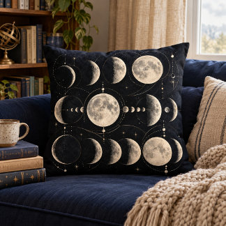 Lunar Phase Field Throw Pillow