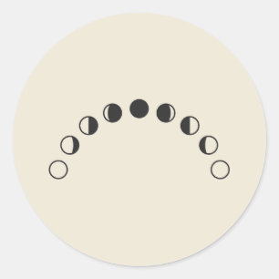 Lunar Phases Arc Minimalist Moon Drawing Classic Round Sticker