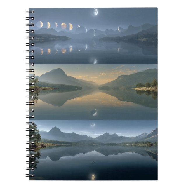 Lunar Phases Mountain Lake Notebook (Front)